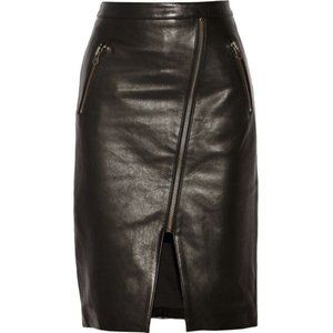 Stretch Black Leather Skirt